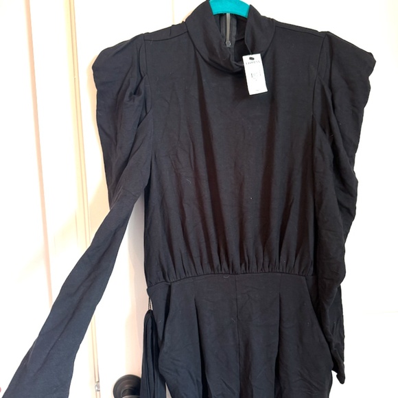 Express Black Cotton Long Sleeved Jumpsuit. NWT. Structured Shoulders Small - Picture 1 of 6